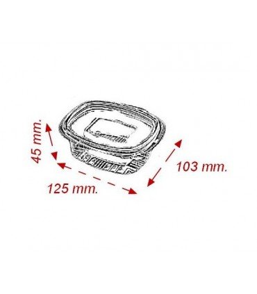 BANDEJA DE PLÁSTICO OPS CON TAPADERA PARA USO ALIMENTARIO 250CC