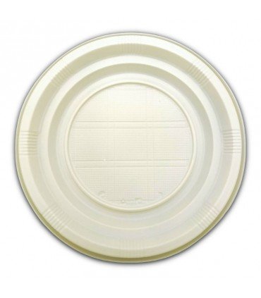 PLATO POSTRE Ø17CM DE PLÁSTICO REUTILIZABLE COLOR CREMA