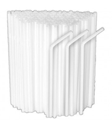 PAJITAS DE PLÁSTICO FLEXIBLES BLANCAS COMPOSTABLES REUTILIZABLES Ø6x230MM (250 UND)