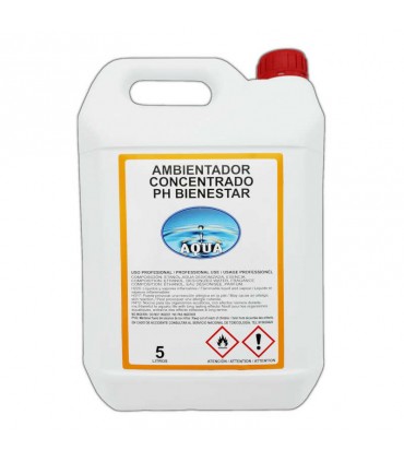 Ambientador hidroalcohólico concentrado Aqua. PH Bienestar. Elimina el mal olor de tabaco y mascotas. 5 litros.