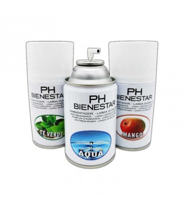 Ambientadores PH Bienestar 250ml. Para uso manual o mediante dispensador de aerosol ambiental.